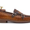 Outlet Harris Shoes 1913 | Woven Leather Moccasin Brown