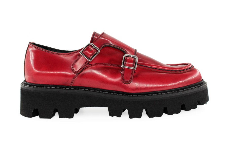 Woman Harris Shoes 1913 | Double Leather Buckle Rosso