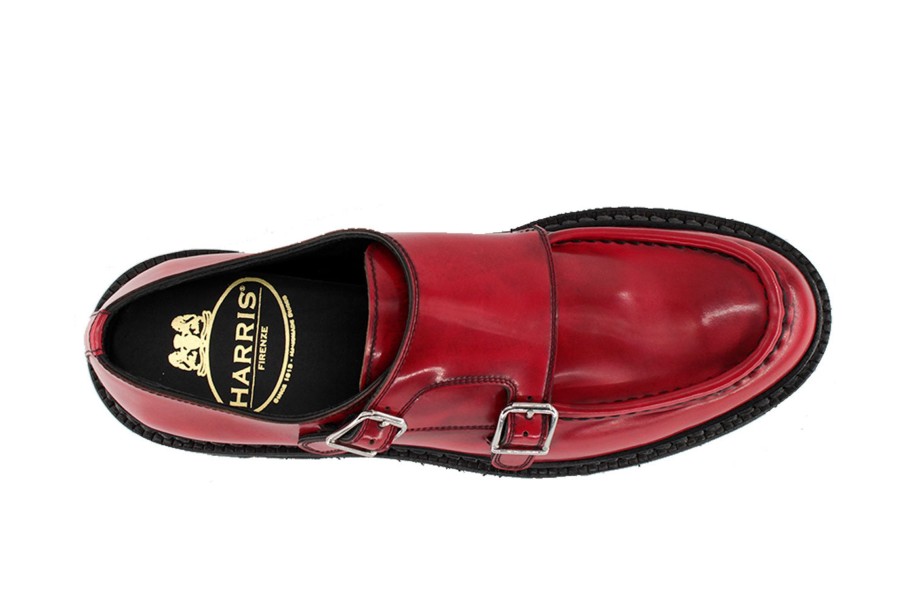 Woman Harris Shoes 1913 | Double Leather Buckle Rosso