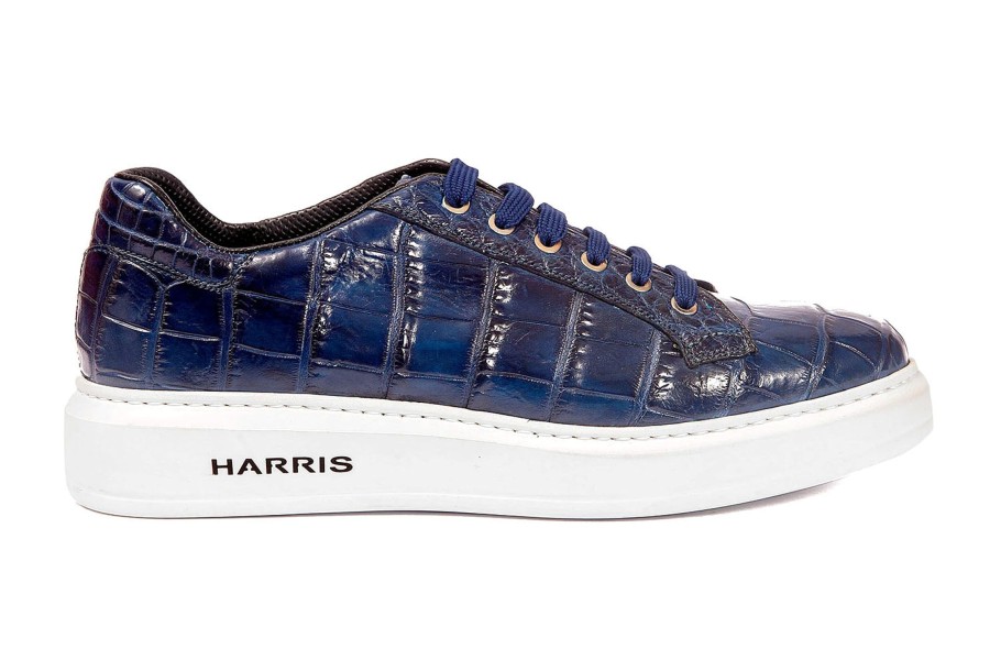 Fine Leathers Harris Shoes 1913 | Crocodile Sneakers Blu