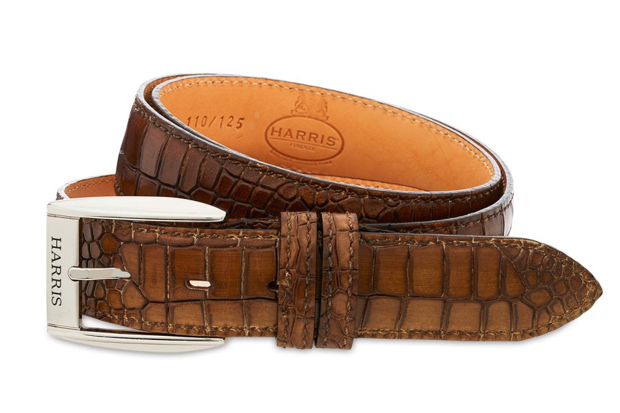 Accessories Harris Shoes 1913 | Crocodile Print Belt Marrone