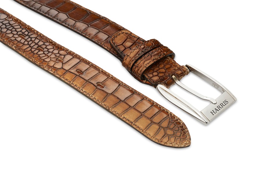 Accessories Harris Shoes 1913 | Crocodile Print Belt Marrone