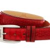 Accessories Harris Shoes 1913 | Crocodile Print Belt Rosso