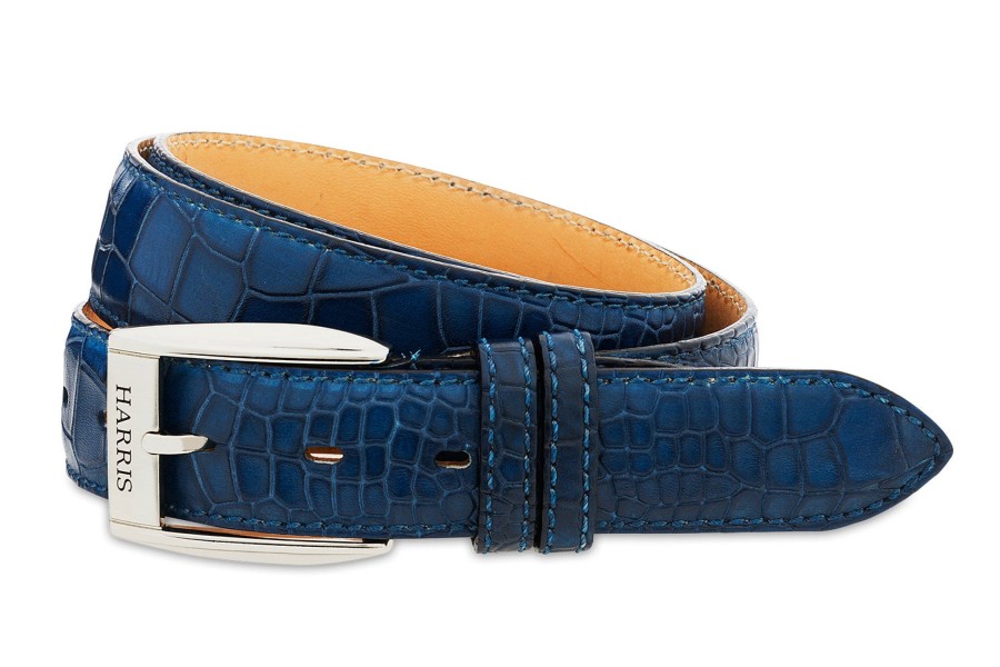 Accessories Harris Shoes 1913 | Crocodile Print Belt Azzurro