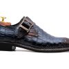 Fine Leathers Harris Shoes 1913 | Mono Crocodile Buckle Blue