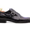 Fine Leathers Harris Shoes 1913 | Mono Crocodile Buckle Blue