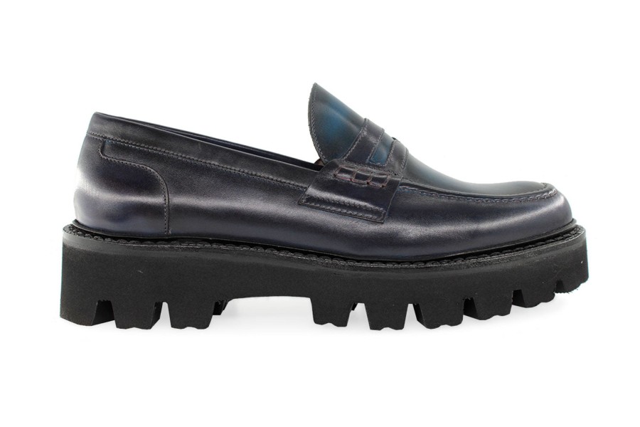 Woman Harris Shoes 1913 | Leather Moccasin Blu