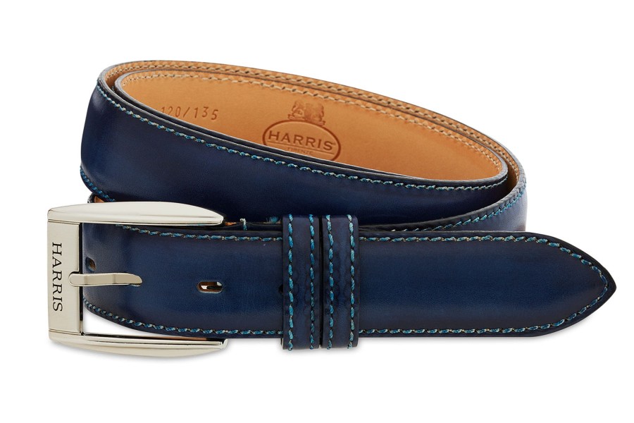 Accessories Harris Shoes 1913 | Veal Leather Belt Azzurro