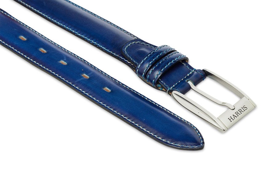 Accessories Harris Shoes 1913 | Veal Leather Belt Azzurro