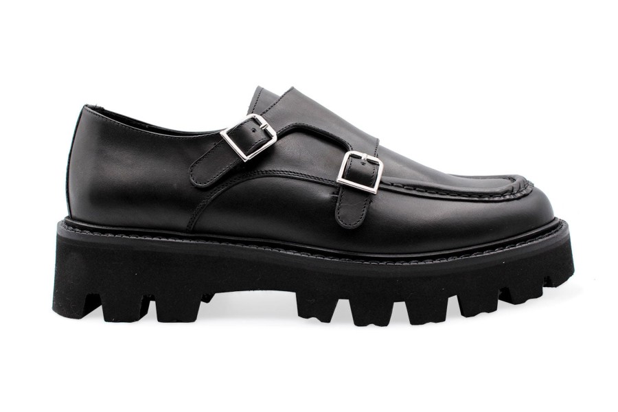 Woman Harris Shoes 1913 | Double Leather Buckle Nero