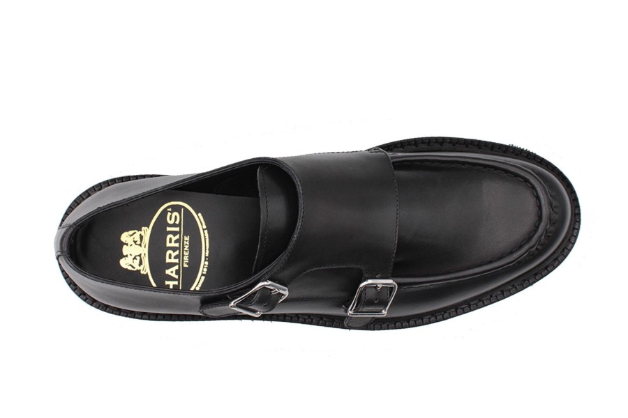 Woman Harris Shoes 1913 | Double Leather Buckle Nero