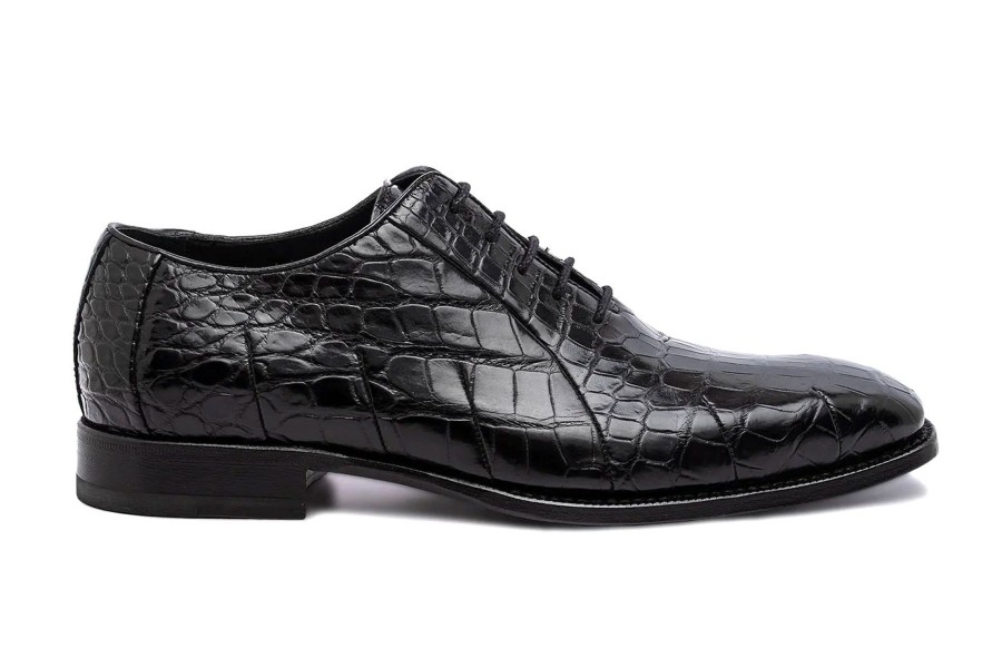 Fine Leathers Harris Shoes 1913 | Stringed In Crocodile Nero