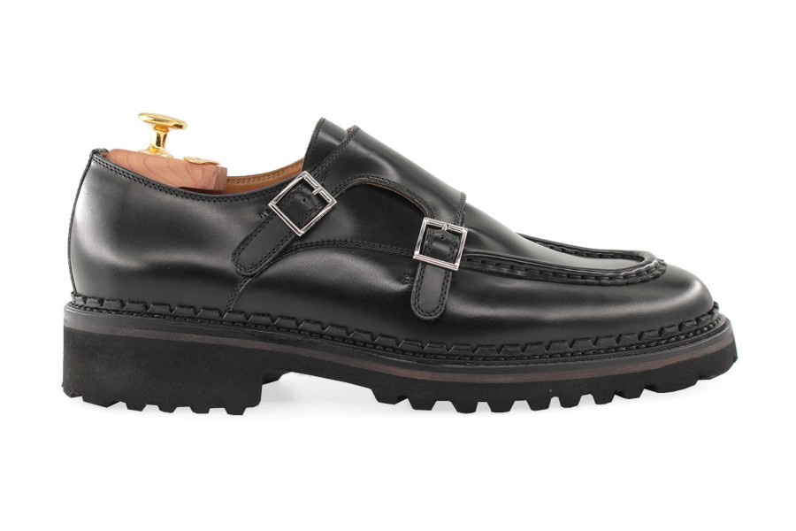 Outlet Harris Shoes 1913 | Double Leather Buckle Nero