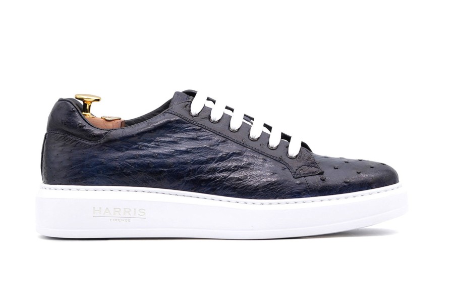 Fine Leathers Harris Shoes 1913 | Ostrich Leather Sneakers Blue