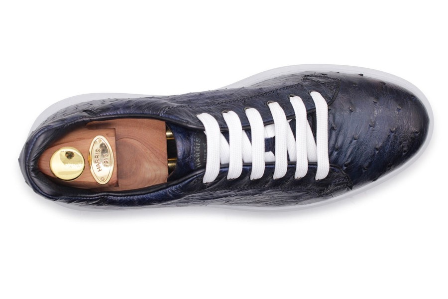 Fine Leathers Harris Shoes 1913 | Ostrich Leather Sneakers Blue