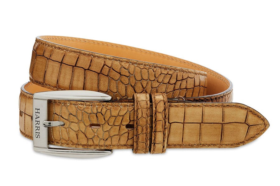 Accessories Harris Shoes 1913 | Crocodile Print Belt Beige