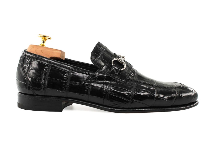 Fine Leathers Harris Shoes 1913 | Crocodile Moccasin Nero