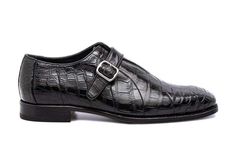 Fine Leathers Harris Shoes 1913 | Mono Crocodile Buckle Nero