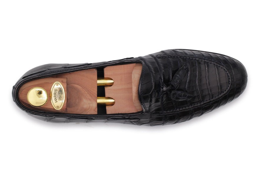 Fine Leathers Harris Shoes 1913 | Crocodile Moccasin Black