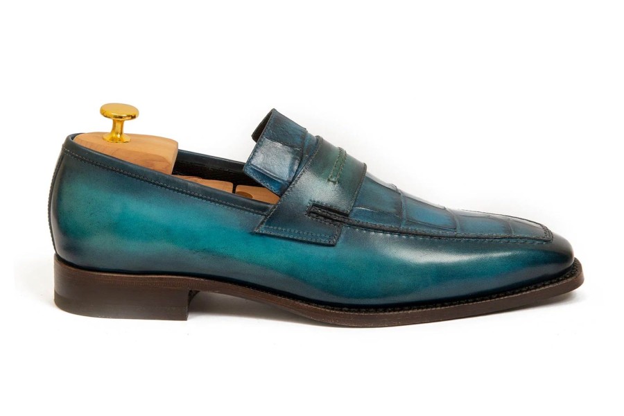 Outlet Harris Shoes 1913 | Leather Moccasin Azzurro