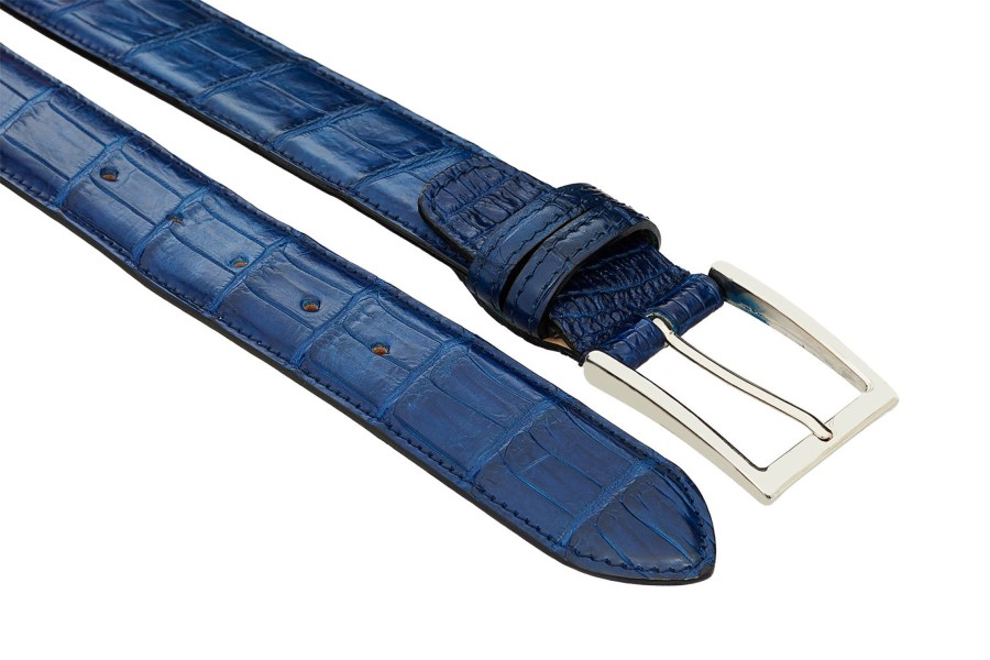 Accessories Harris Shoes 1913 | Crocodile Belt Azzurro