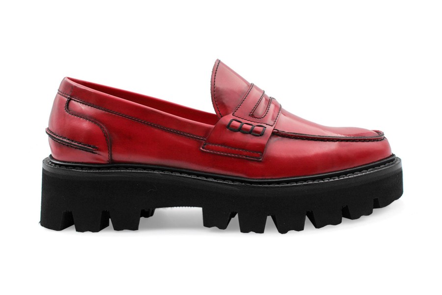 Woman Harris Shoes 1913 | Leather Moccasin Rosso