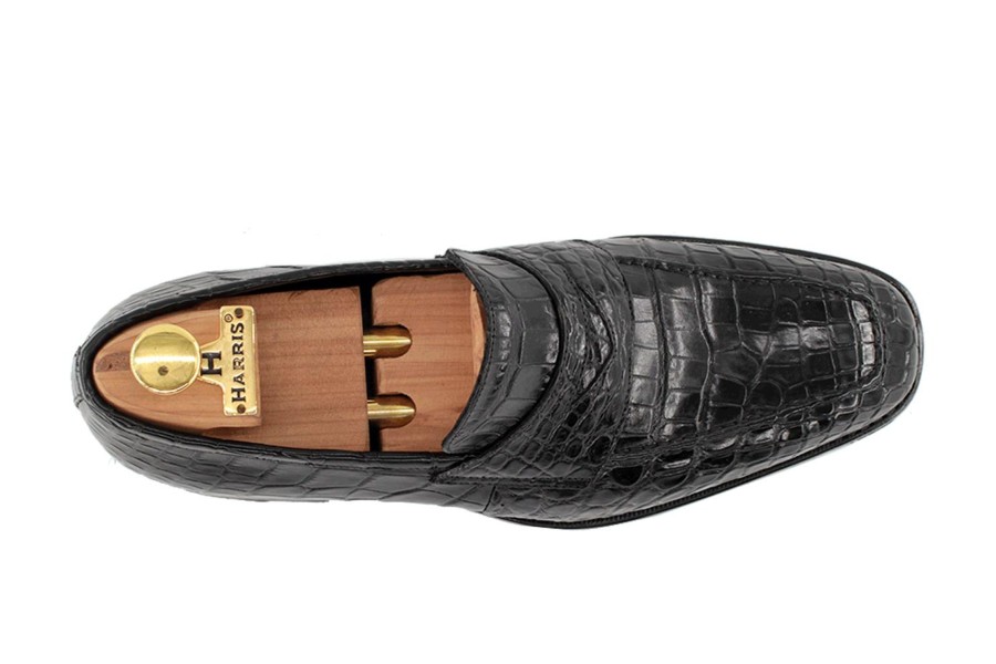 Fine Leathers Harris Shoes 1913 | Crocodile Moccasin Nero