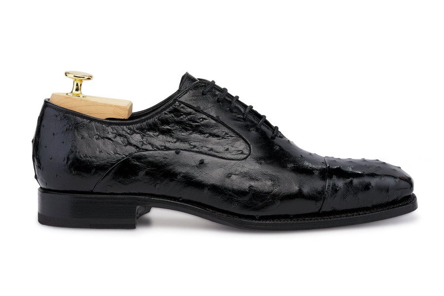 Fine Leathers Harris Shoes 1913 | Stringed In Ostrich Nero