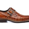 Fine Leathers Harris Shoes 1913 | Mono Crocodile Buckle Brown