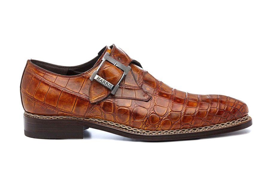 Fine Leathers Harris Shoes 1913 | Mono Crocodile Buckle Brown