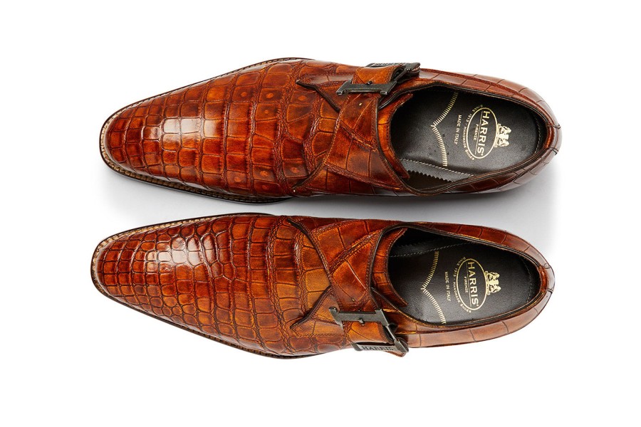 Fine Leathers Harris Shoes 1913 | Mono Crocodile Buckle Brown